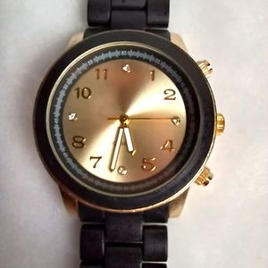 Men's Gold and Black Quartz Watch